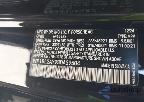 2025 Porsche Cayenne Coupe S from USA, damaged, VIN WP1BL2AY9SDA39504